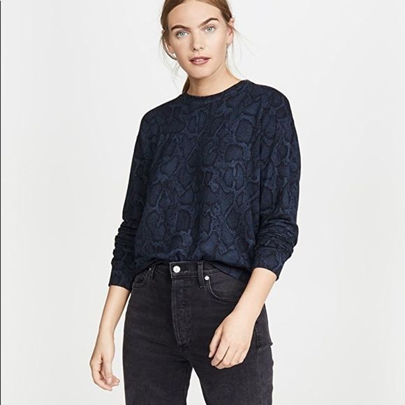 SUNDRY Python Crop Blouson Sweatshirt Medium - Picture 2 of 8